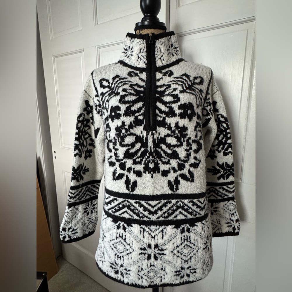 Anthropologie Black and White Patterned Sweater